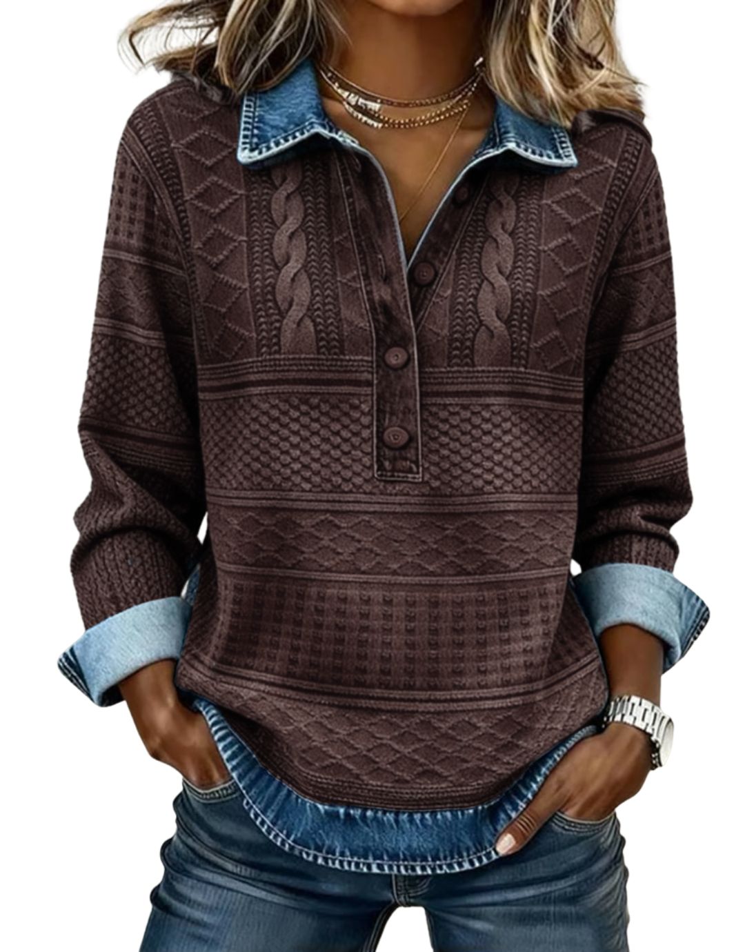 Hanorac Premium cu Guler Elegant și Nasturi