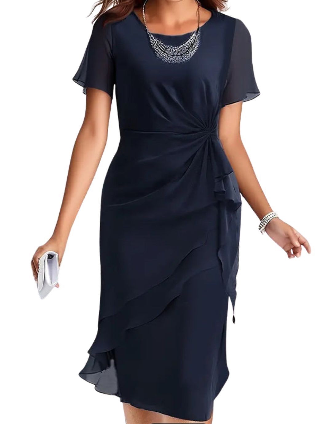 Rochie Elegantă cu Croială Lejeră și Talie Evidențiată