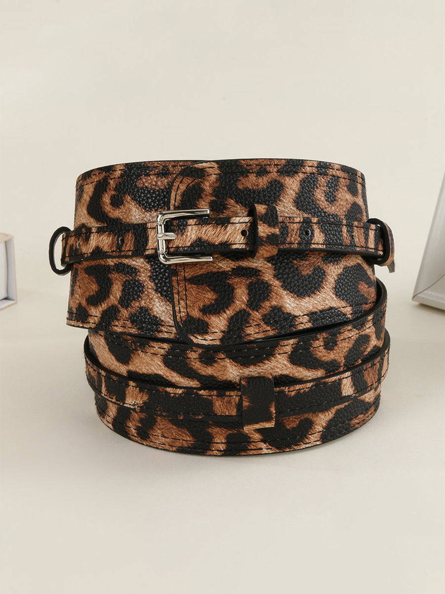 Curea Asimetrică din Piele Ecologică cu Imprimeu Leopard pentru Femei - MDA1699H0I