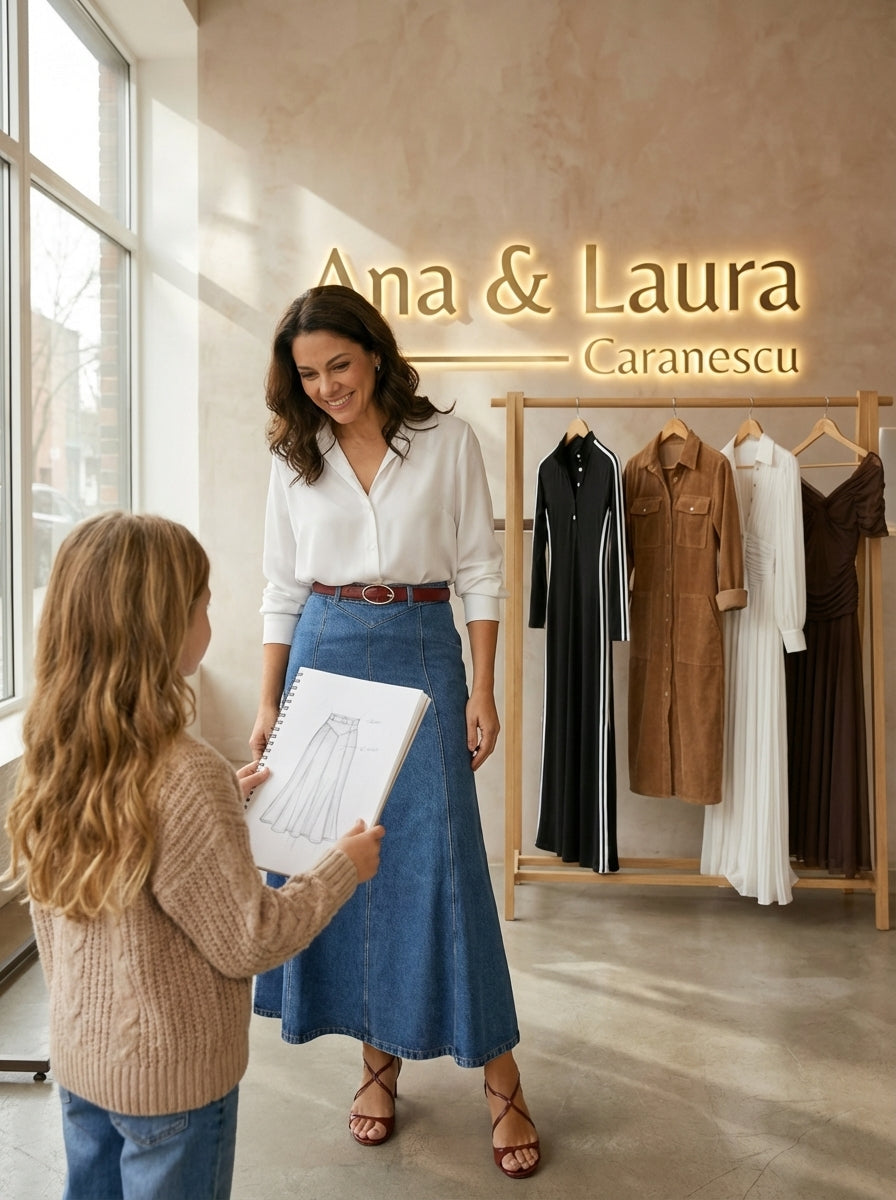 Fustă Maxi Denim Talie Înaltă