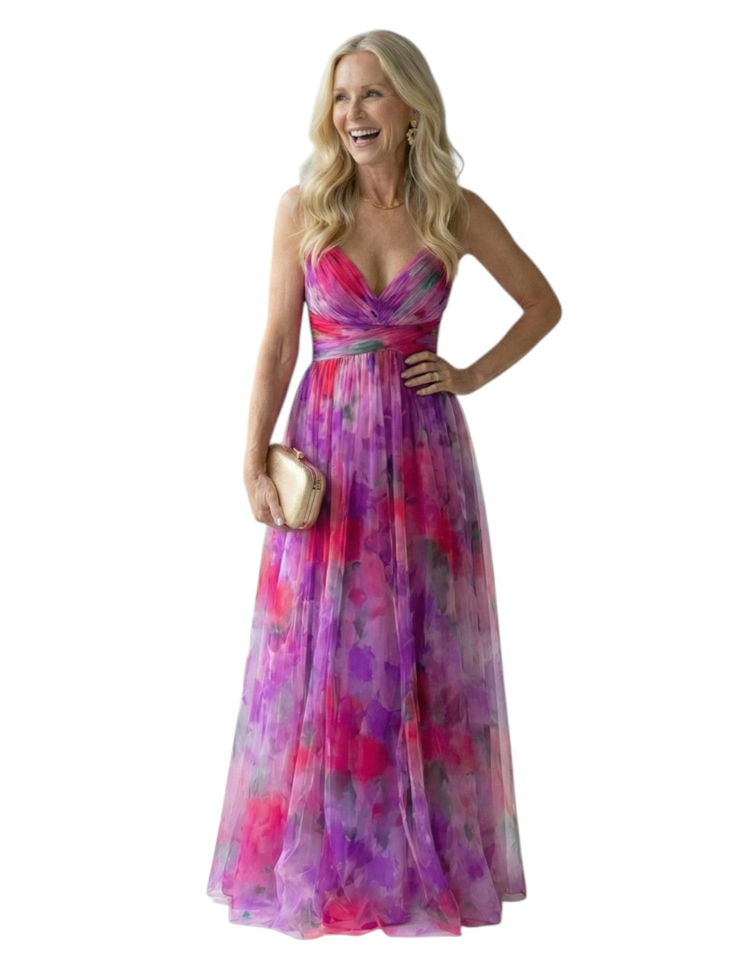 Isel | Rochie Maxi cu Mâneci Împăturite