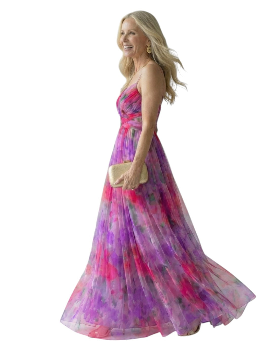 Isel | Rochie Maxi cu Mâneci Împăturite