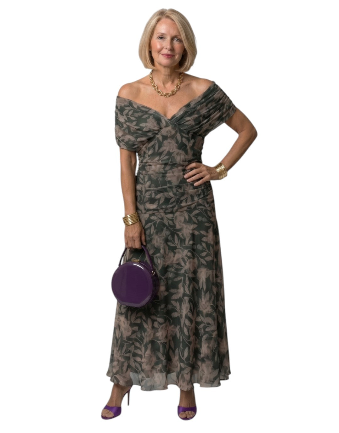 Calen | Rochie Midi cu Umeri Decupați