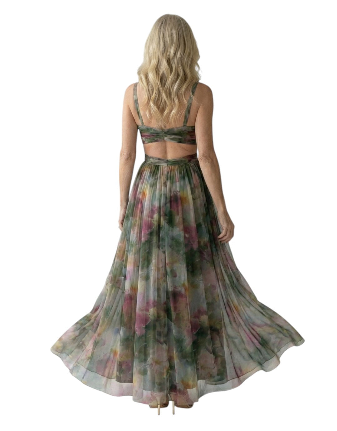 Isel | Rochie Maxi cu Mâneci Împăturite