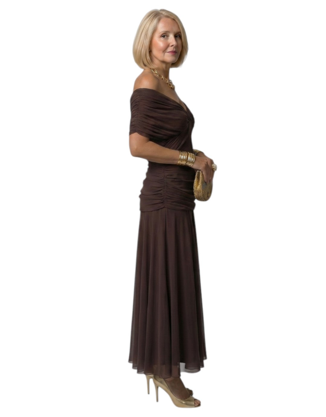 Calen | Rochie Midi cu Umeri Decupați