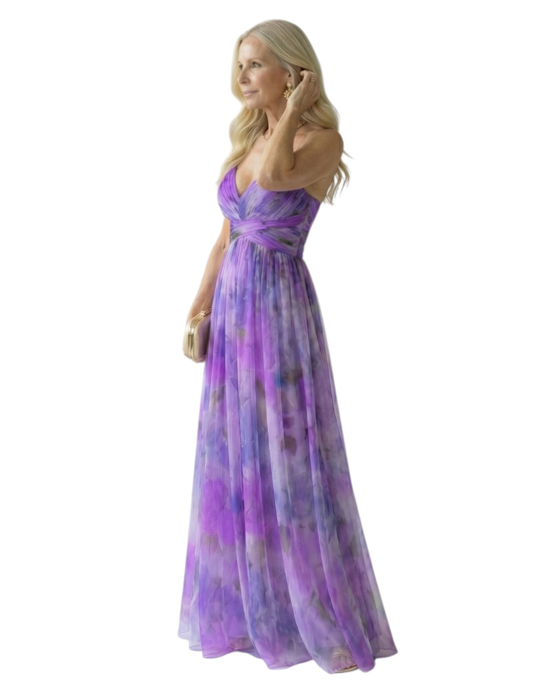 Isel | Rochie Maxi cu Mâneci Împăturite