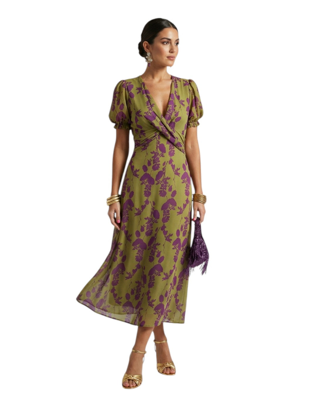 Virel | Rochie Midi Relaxată cu Model Floral