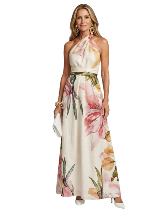 Hester | Rochie Maxi cu Bretele și Fustă Fluidă