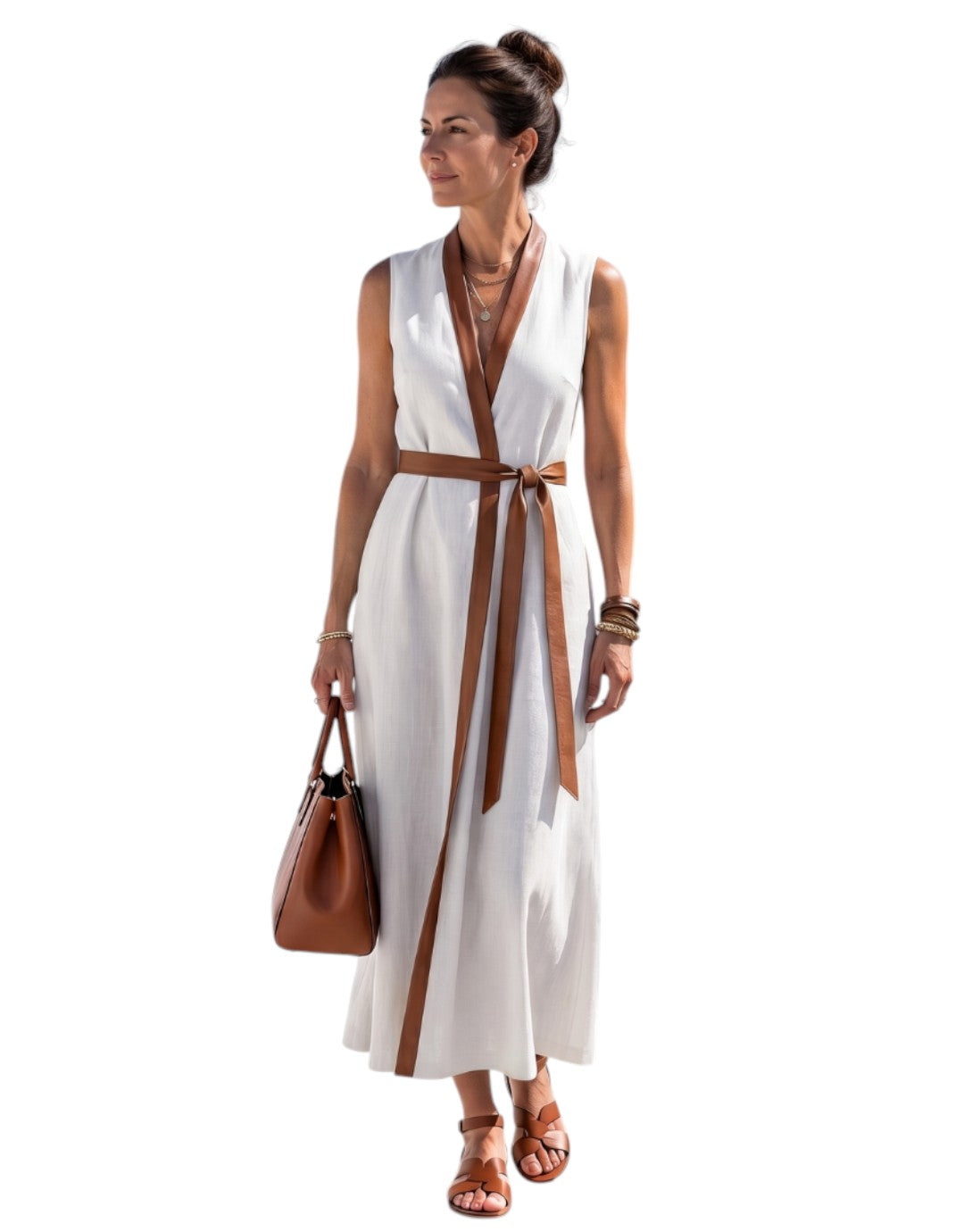 Myra | Rochie Midi cu Linie de Contrast