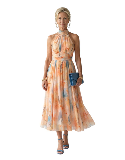 Elin | Rochie Midi cu Guler Halter