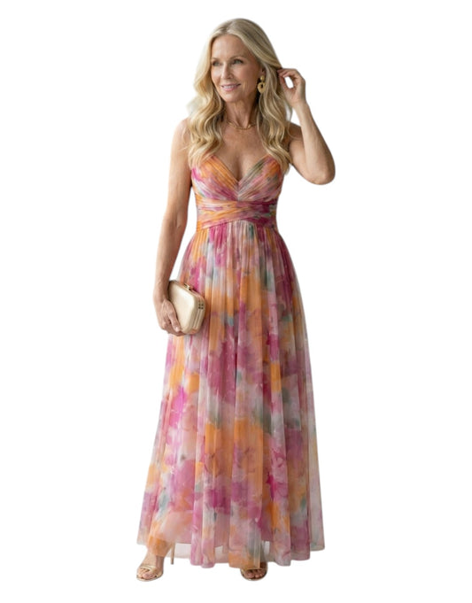 Isel | Rochie Maxi cu Mâneci Împăturite