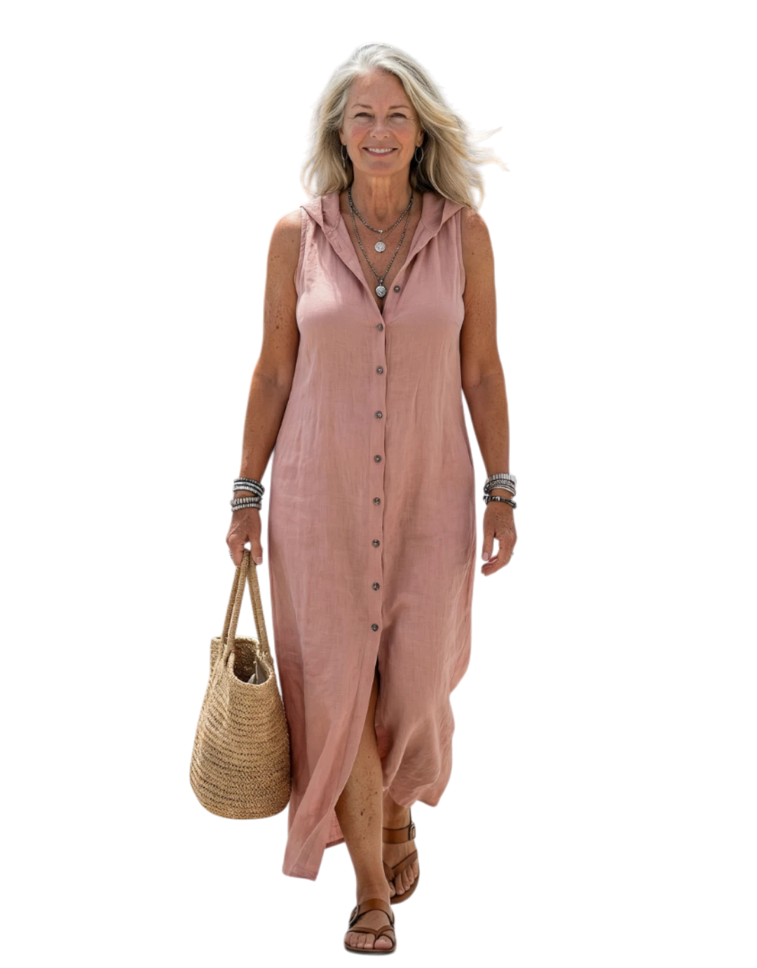 Stellan | Rochie Maxi cu Buton pe Față Deschis
