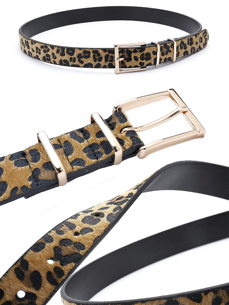 Curea feminină cu imprimeu leopard creativ din păr de ponei - MDA0491H1T