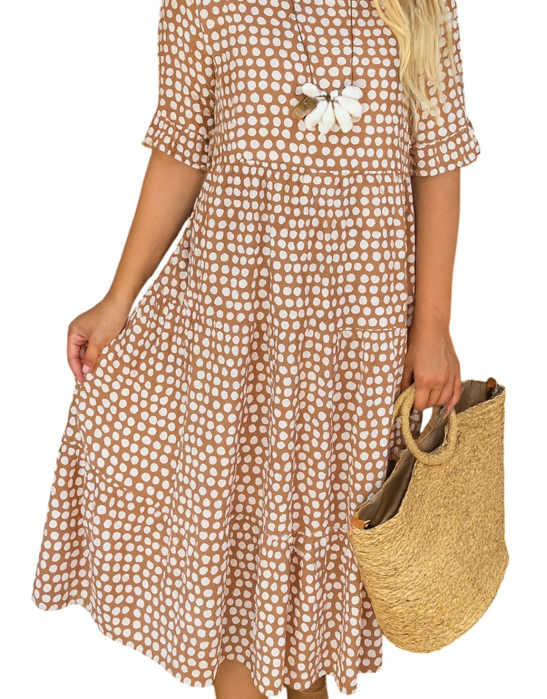 Cassandra - Rochie midi cu mânecă scurtă
