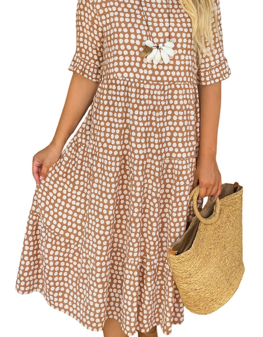 Cassandra - Rochie midi cu mânecă scurtă