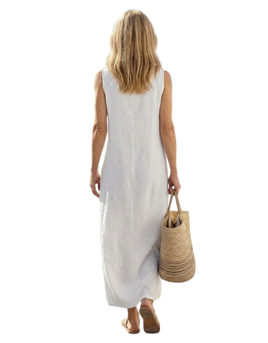 Ismera | Rochie midi fără mâneci cu decolteu rotund
