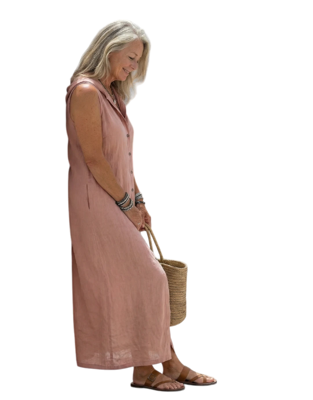 Stellan | Rochie Maxi cu Buton pe Față Deschis