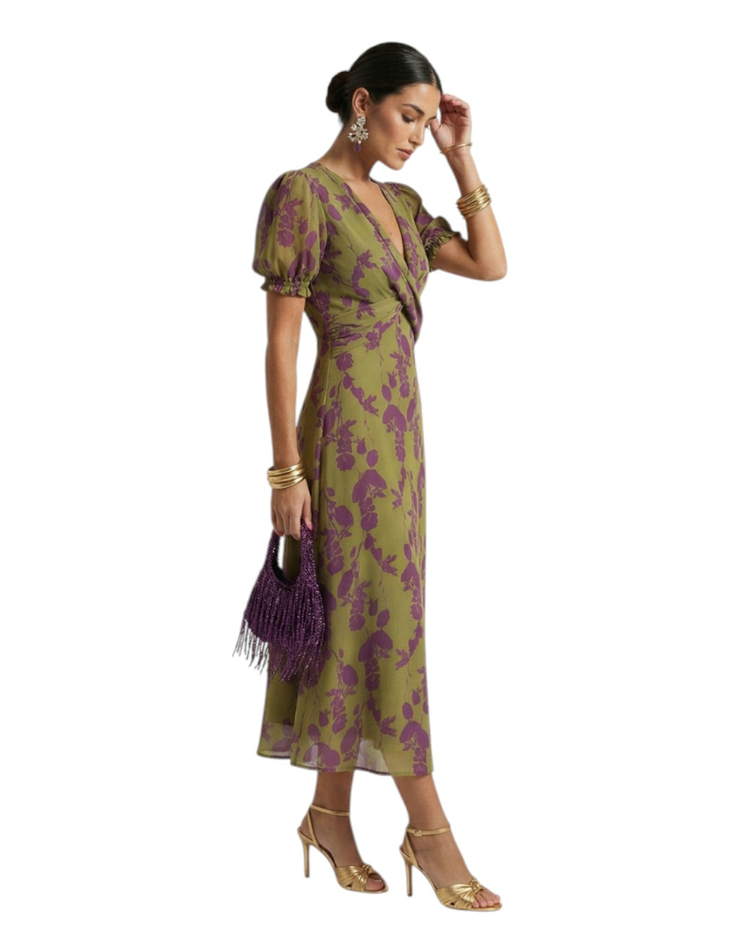 Virel | Rochie Midi Relaxată cu Model Floral