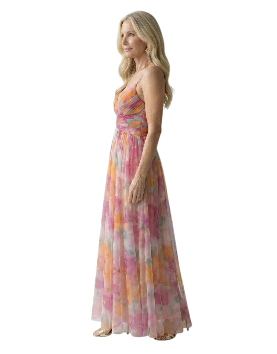 Isel | Rochie Maxi cu Mâneci Împăturite