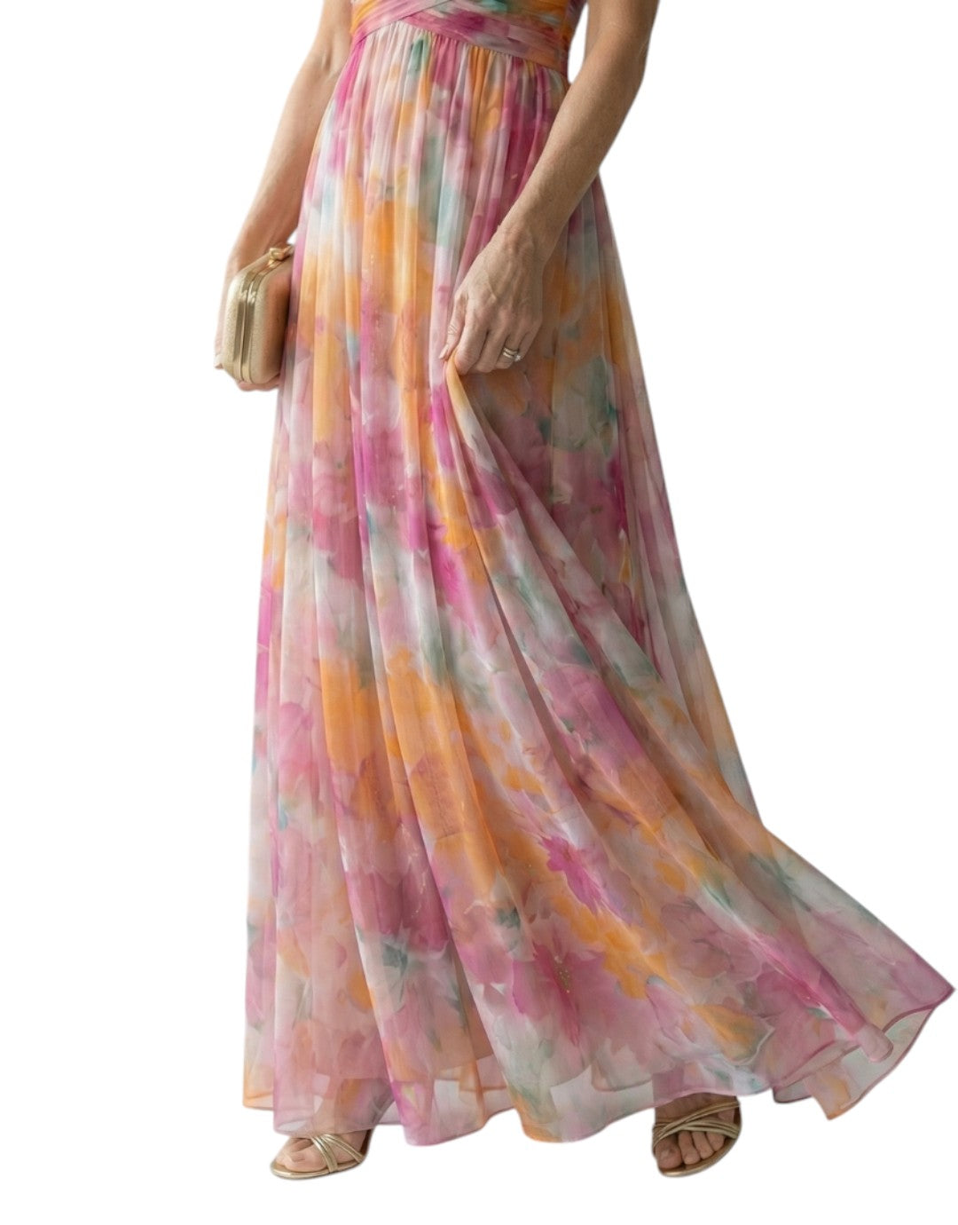 Isel | Rochie Maxi cu Mâneci Împăturite