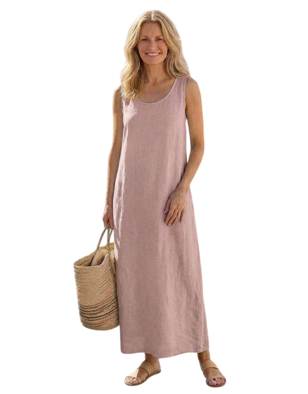 Ismera | Rochie midi fără mâneci cu decolteu rotund
