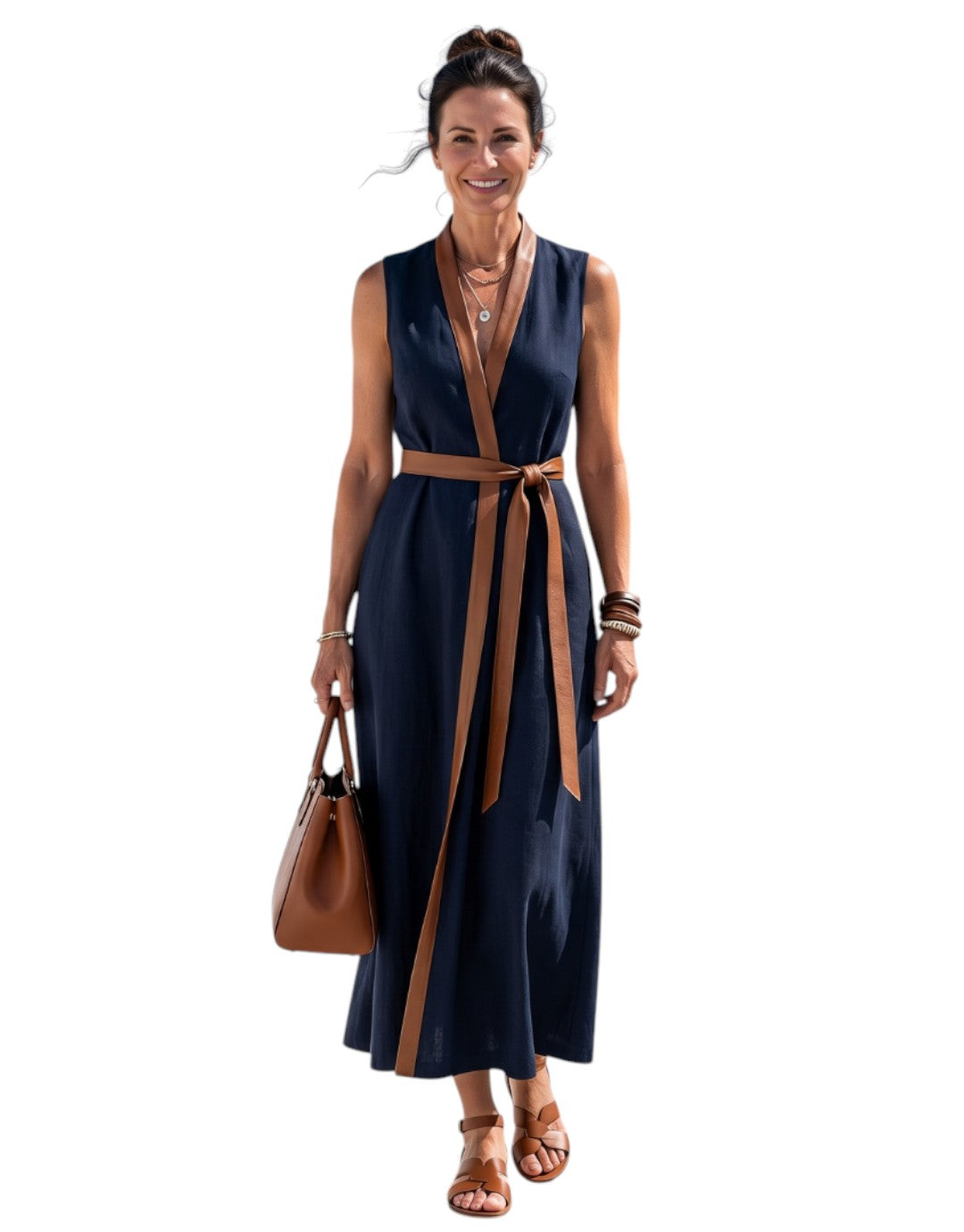 Myra | Rochie Midi cu Linie de Contrast