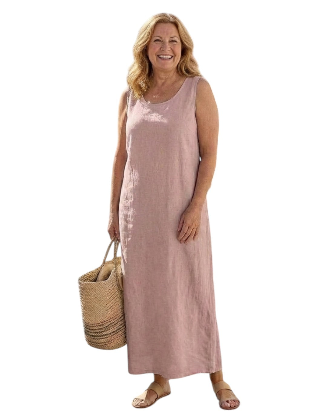 Ismera | Rochie midi fără mâneci cu decolteu rotund