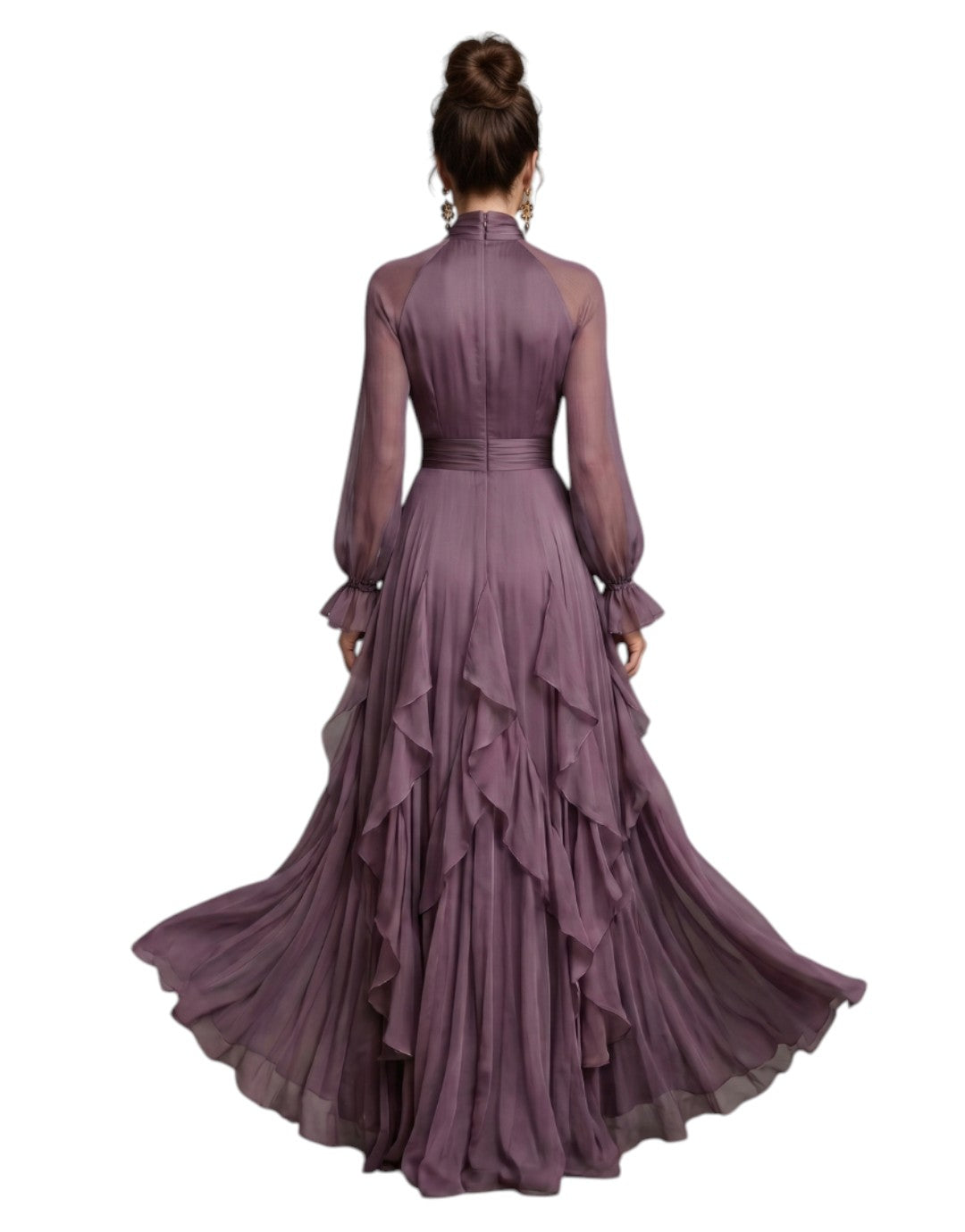 Demetria | Rochie Maxi cu Guler Legat și Volane