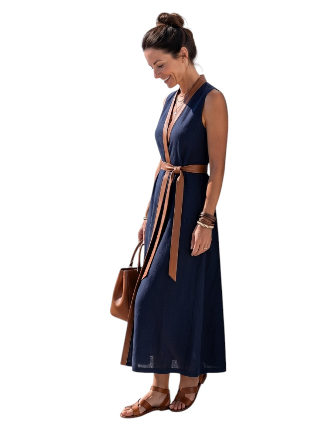 Myra | Rochie Midi cu Linie de Contrast