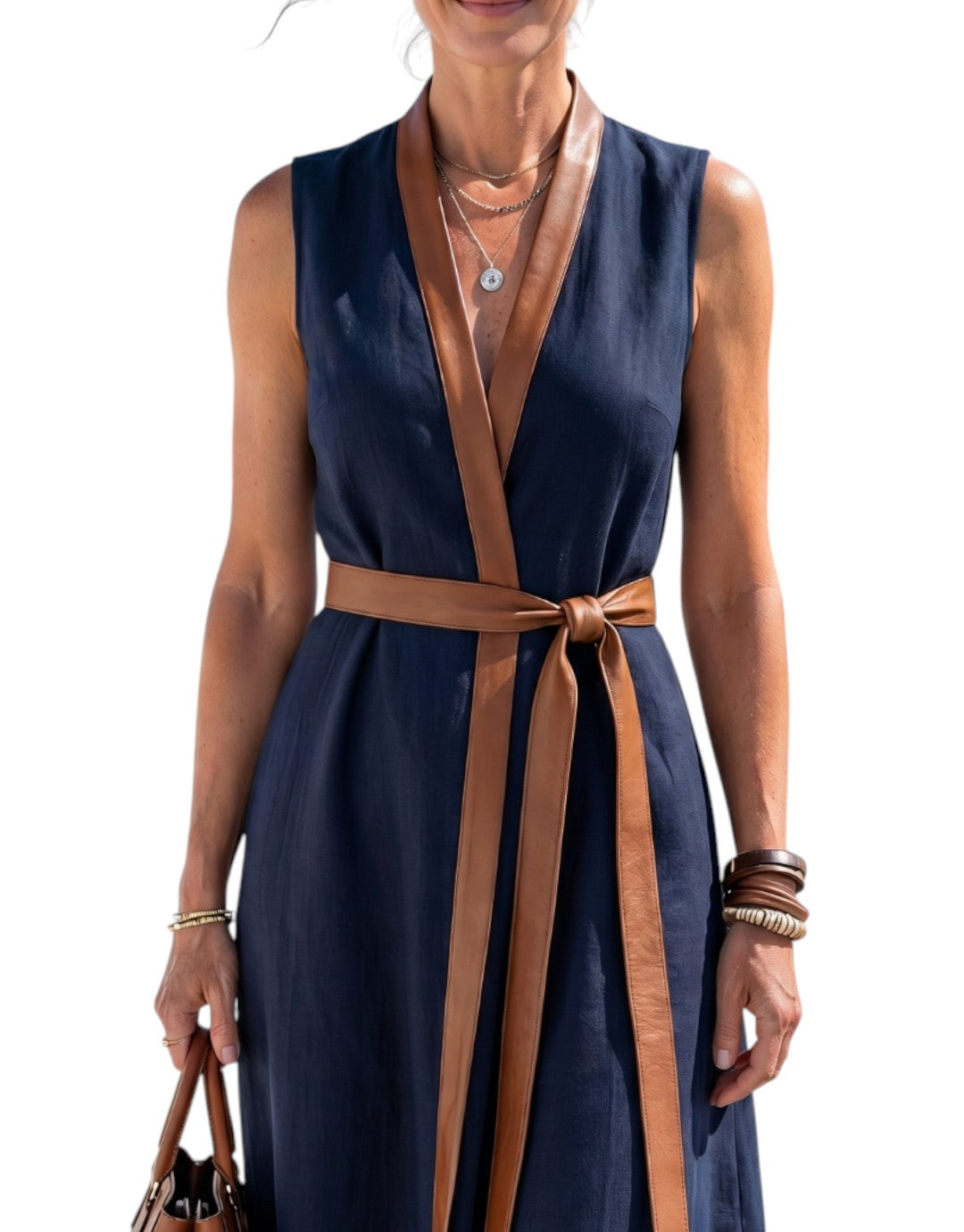 Myra | Rochie Midi cu Linie de Contrast