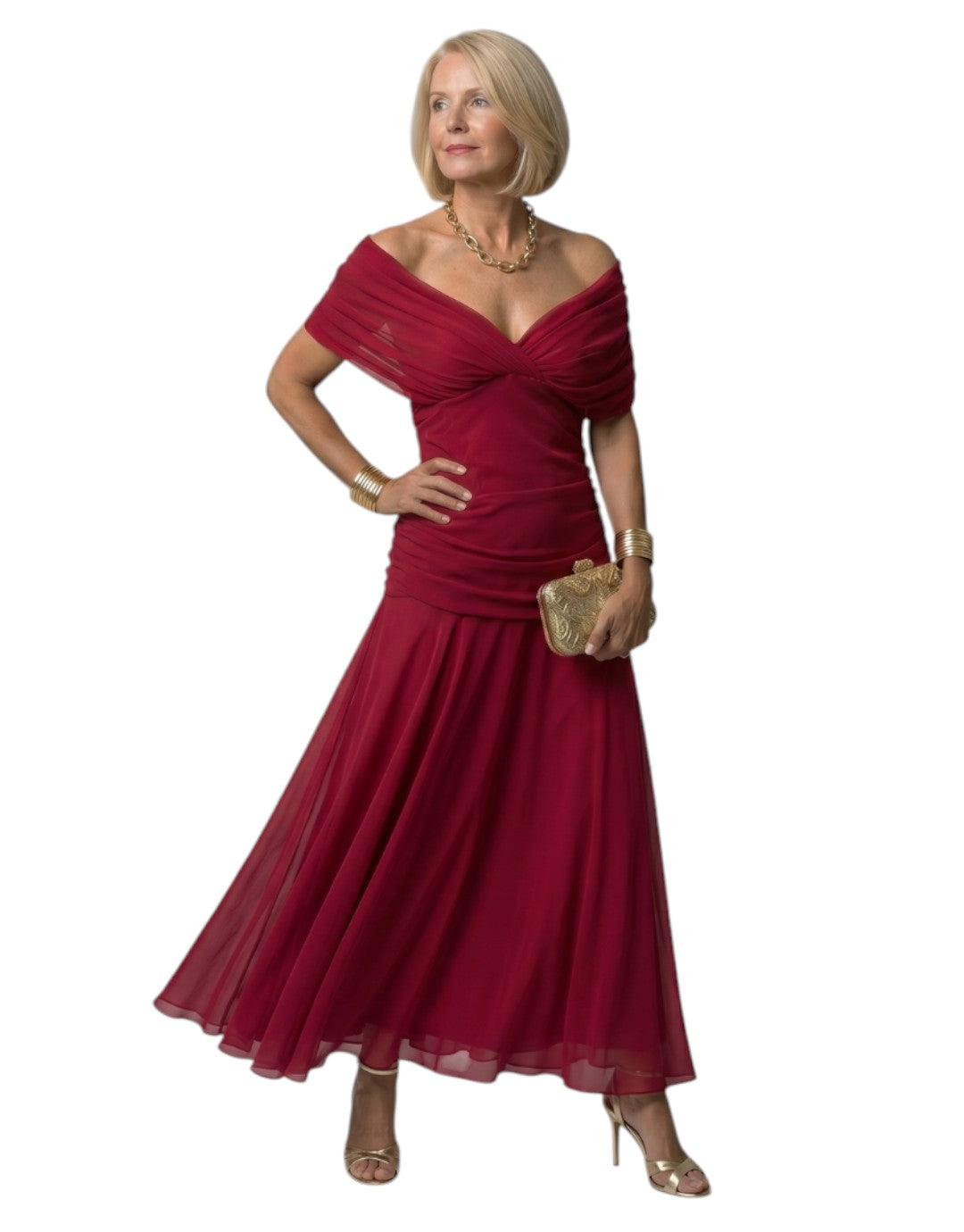 Calen | Rochie Midi cu Umeri Decupați