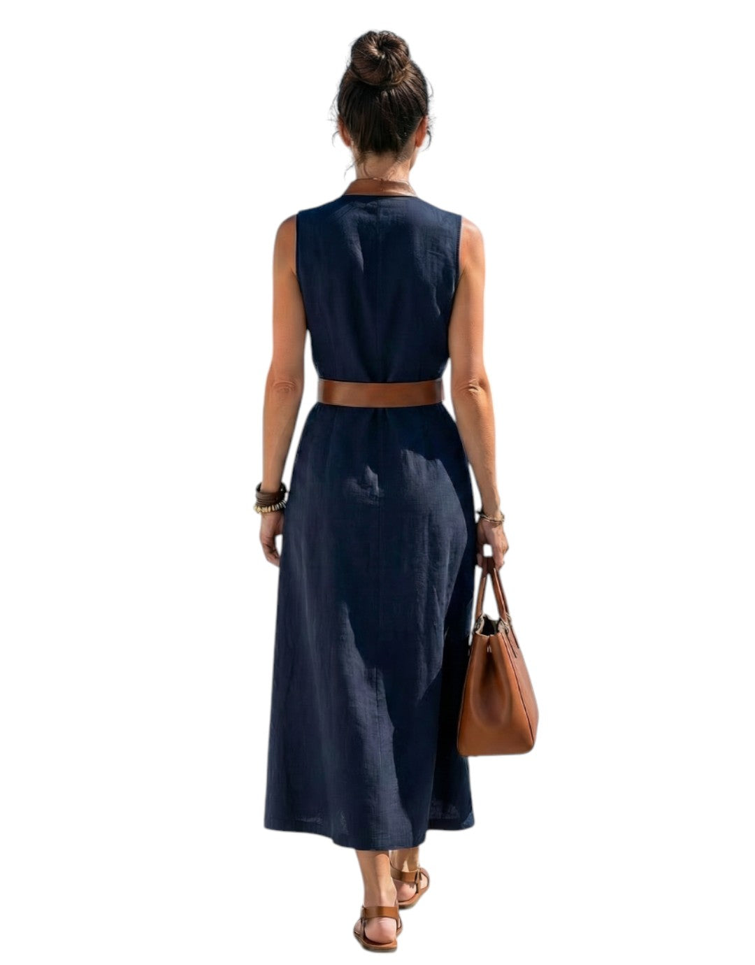 Myra | Rochie Midi cu Linie de Contrast