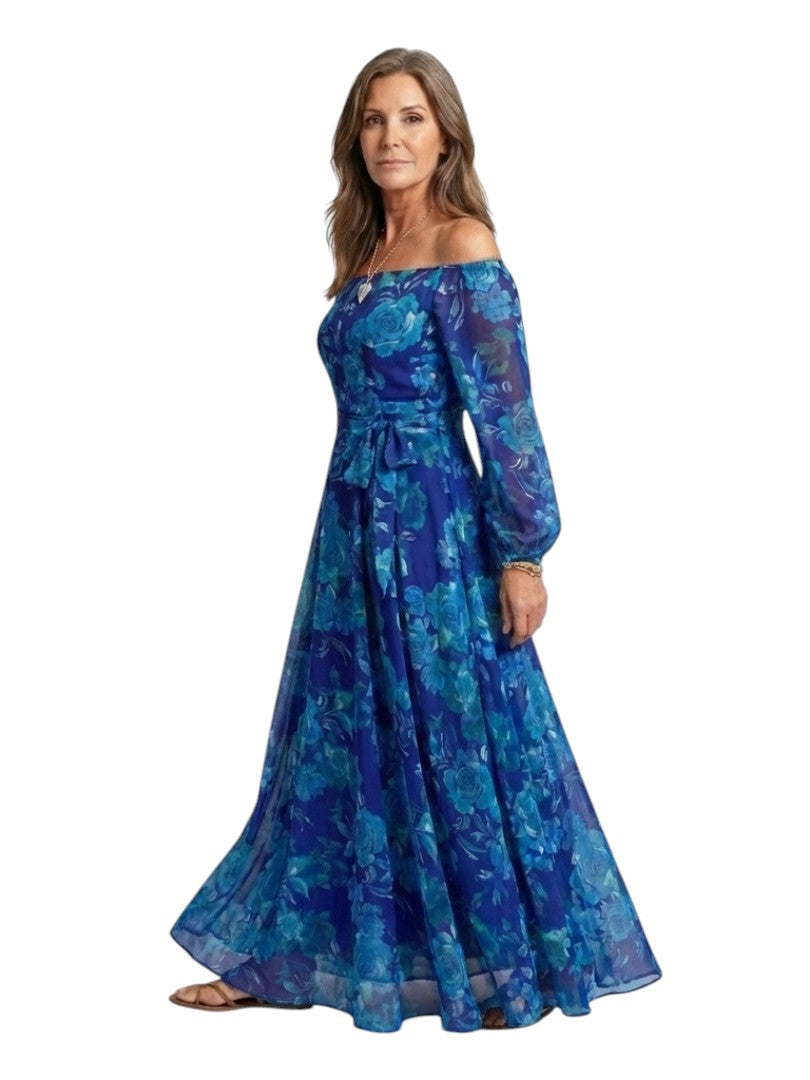 Rochie Maxi Florală cu Umeri Decupați Aspen