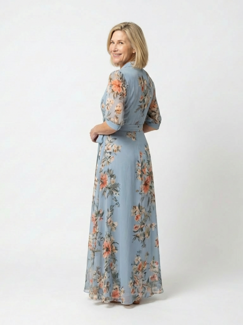 Elowen | Rochie maxi cu imprimeu floral și decolteu în formă de V
