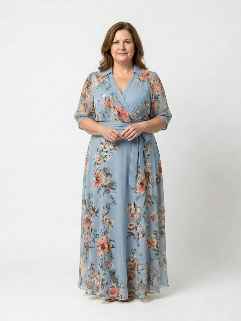 Elowen | Rochie maxi cu imprimeu floral și decolteu în formă de V