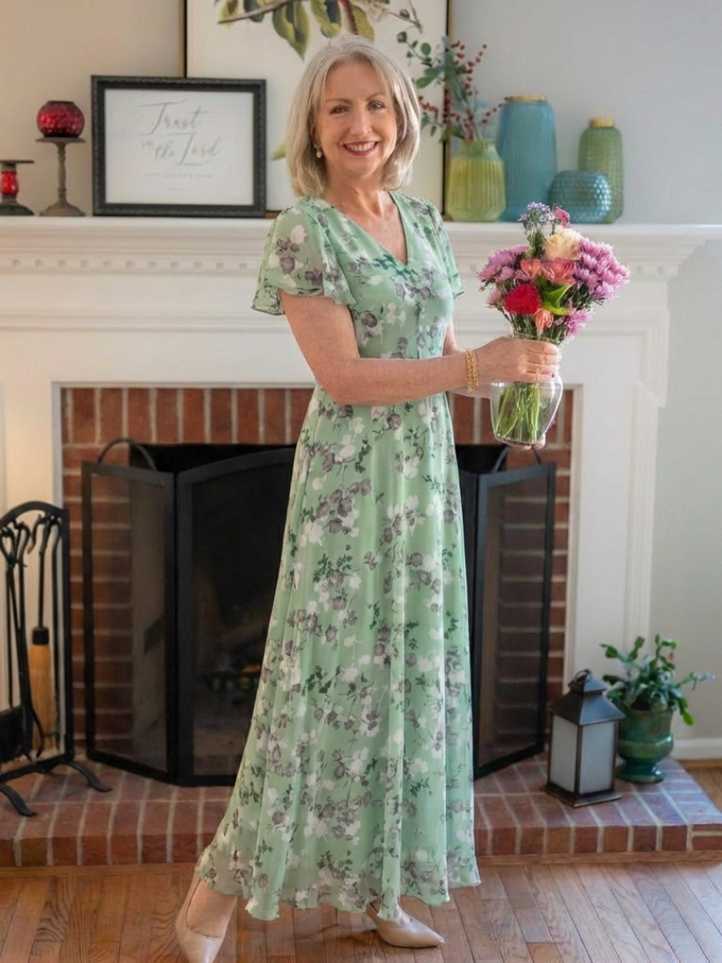 Ismeria | Rochie Maxi Floral din Chiffon
