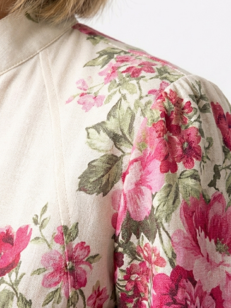 Rochie maxi Kennedy cu mâneci lungi, imprimeu floral și curea