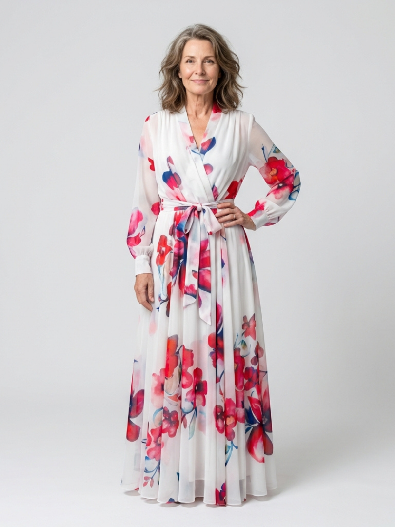 Lillian | Rochie Maxi Florală cu Mâneci Lungă