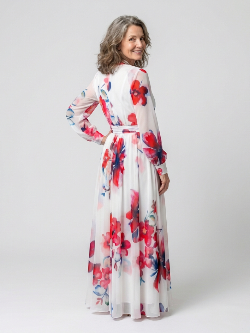 Lillian | Rochie Maxi Florală cu Mâneci Lungă