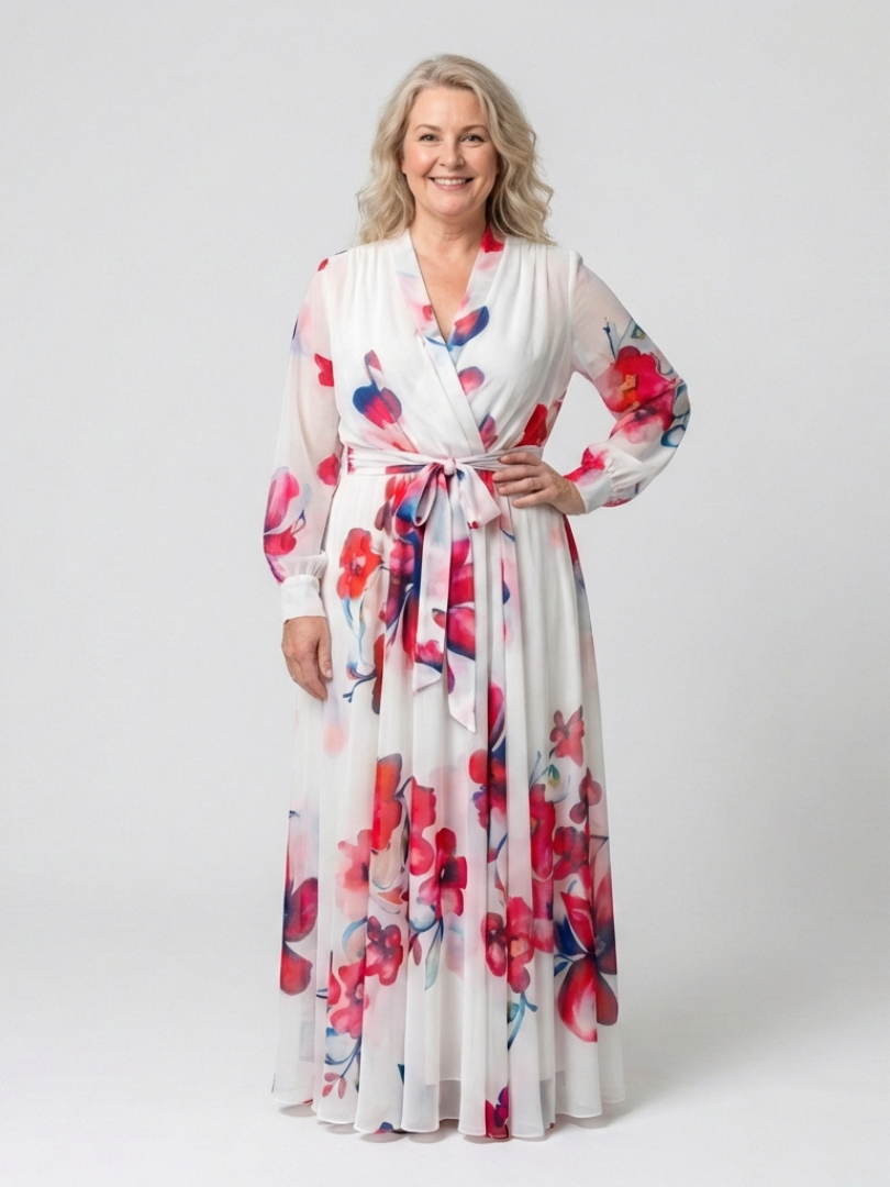 Lillian | Rochie Maxi Florală cu Mâneci Lungă