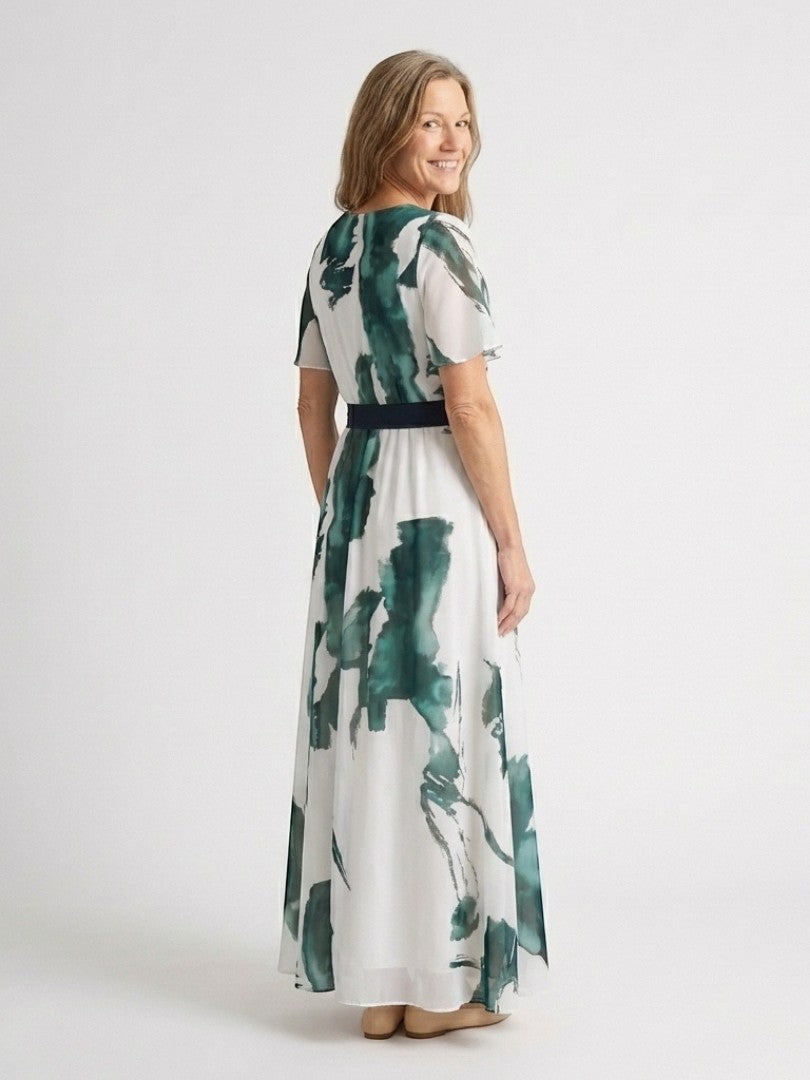 Rochie Maxi Madison cu Mâneci Flutter și Curea