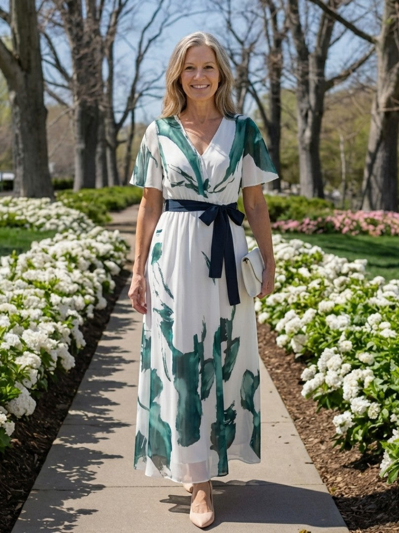 Rochie Maxi Madison cu Mâneci Flutter și Curea