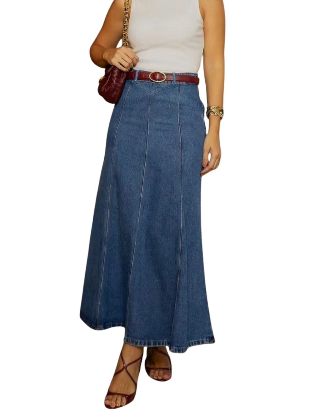 Fustă Maxi Denim Talie Înaltă