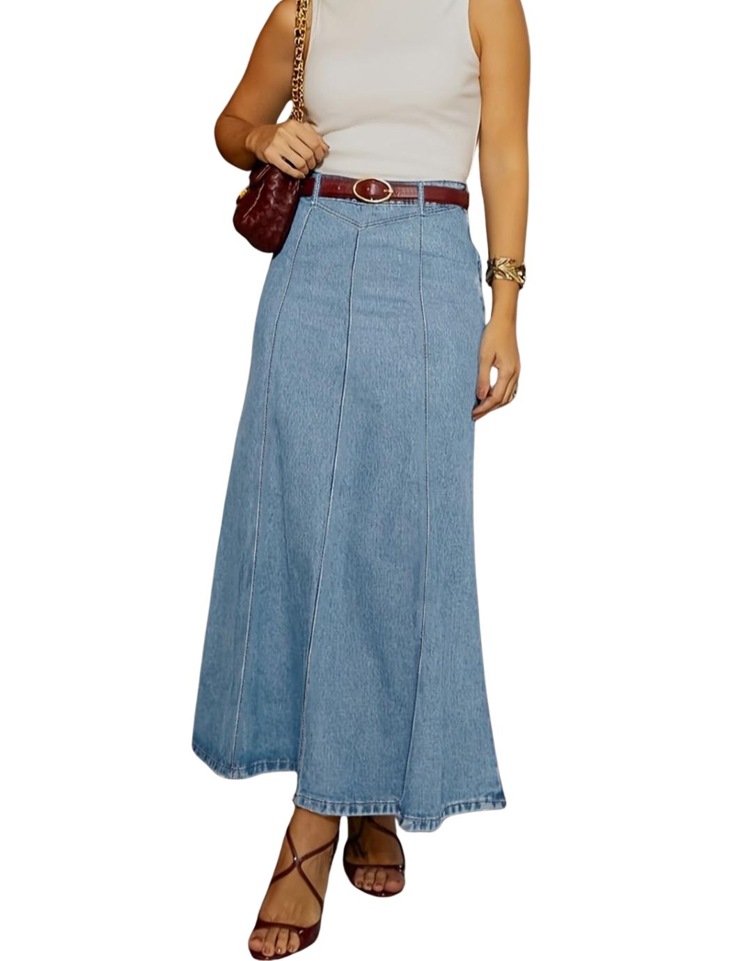 Fustă Maxi Denim Talie Înaltă