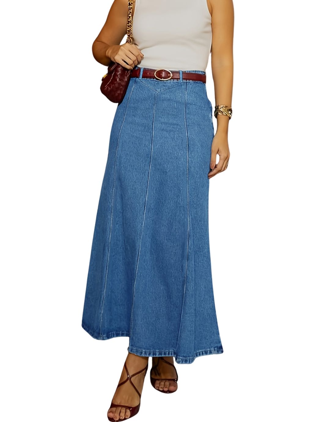 Fustă Maxi Denim Talie Înaltă