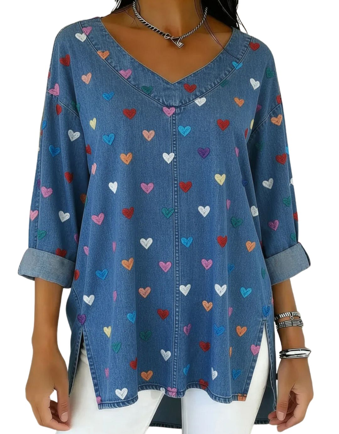 Top damă cu inimioare vintage