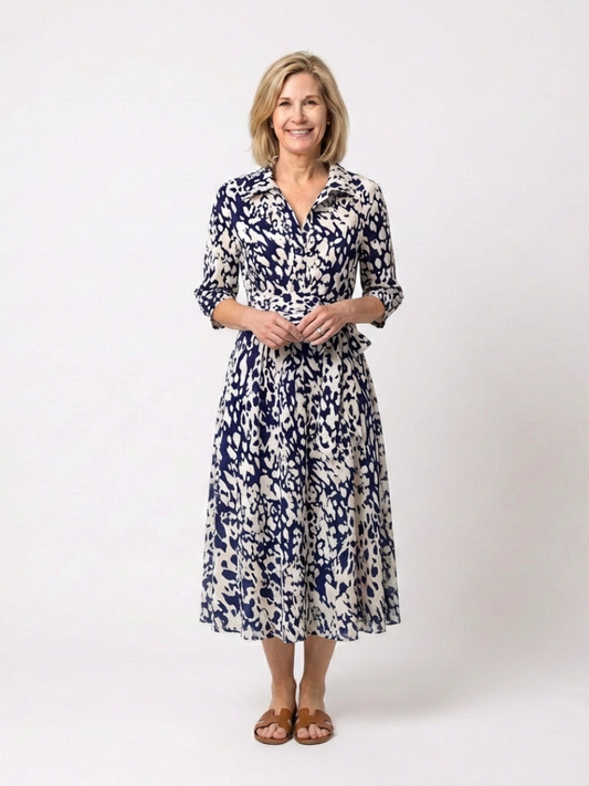 Oriana | Rochie midi cu mâneci lungi și curea