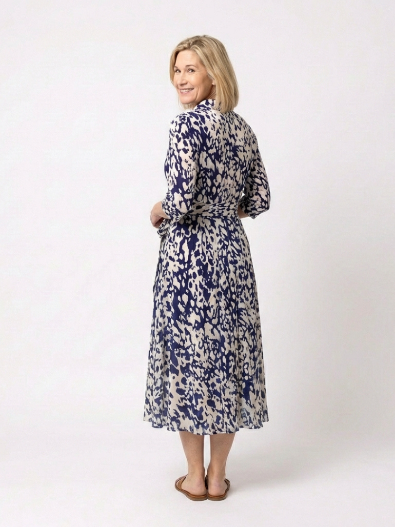 Oriana | Rochie midi cu mâneci lungi și curea