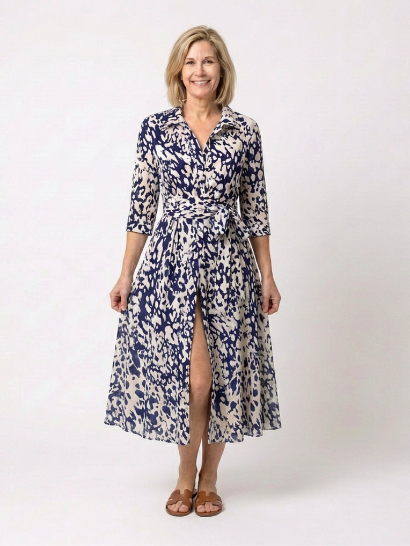 Oriana | Rochie midi cu mâneci lungi și curea