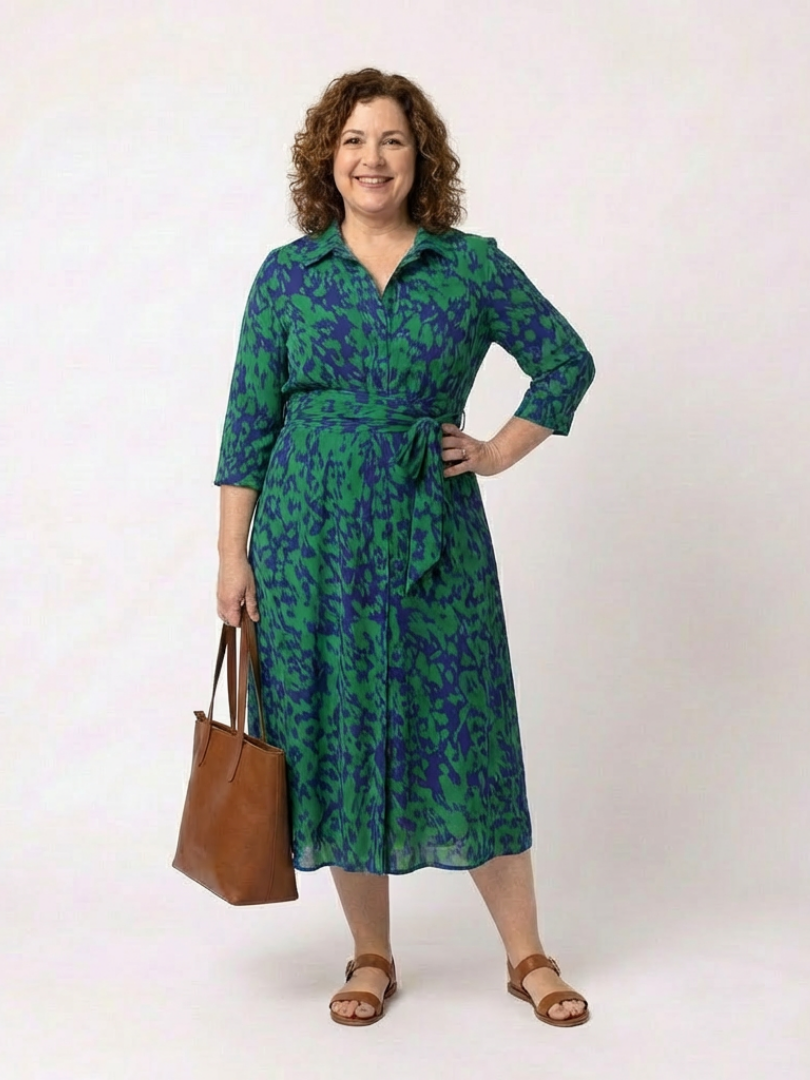 Oriana | Rochie midi cu mâneci lungi și curea